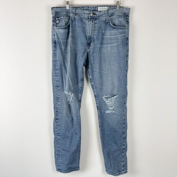 Adriano Goldschmied AG Tellis Jean Mens 38x33 Blue Modern Slim Distressed Japan - Picture 1 of 14